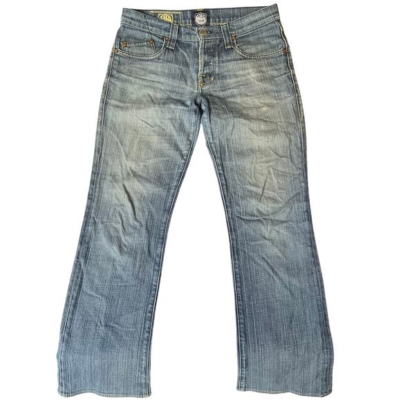 Rock & Republic Men Jeans size 32 Blue Mid Rise Stretch Slim Fit Boot Cut - Picture 1 of 12